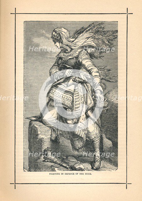 'Circassian Women fighting for Schamyl against Russian invasion', 1839. Artist: Unknown.