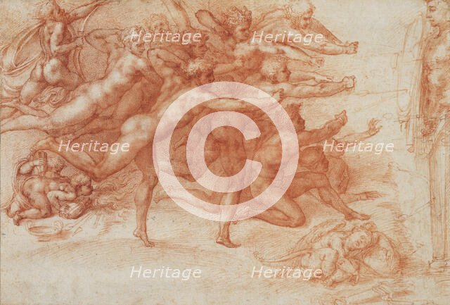 Archers shooting at a herm, c1530. Creator: Buonarroti, Michelangelo (1475-1564).