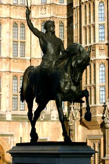 Richard the Lionheart Statue, Houses of Parliament, Westminster, London England.