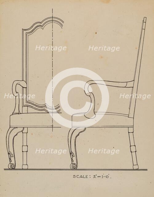 Walnut Armchair, c. 1936. Creator: Simon Weiss.