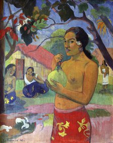 'Eu haere ia oe (Woman Holding a Fruit. Where Are You Going?)', 1893.  Artist: Paul Gauguin