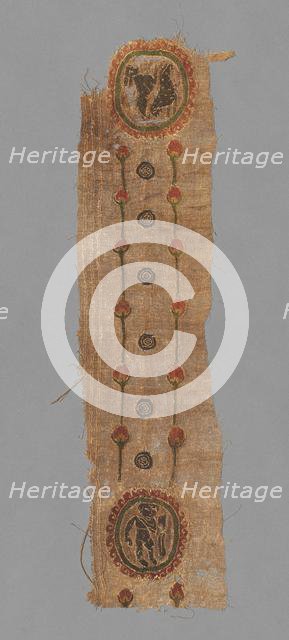 Fragment with Two Roundels and a Band, 600s - 700s. Creator: Unknown.