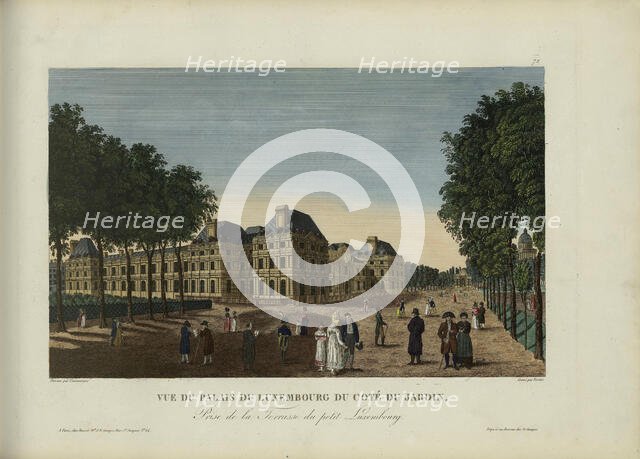 Vue du palais du Luxembourg du côté du jardin, prise de la terrasse du Petit-Luxembourg, 1817-1824. Creator: Courvoisier-Voisin, Henri (1757-1830).