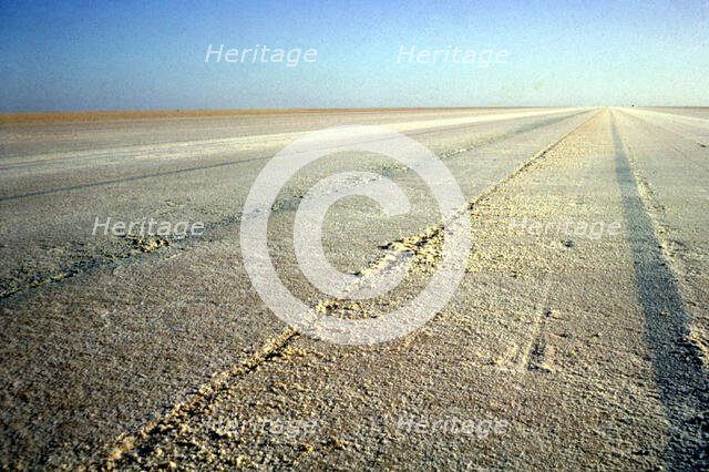 World Land Speed Record course for Bluebird CN7, Lake Eyre, Australia, 1964. Creator: Unknown.