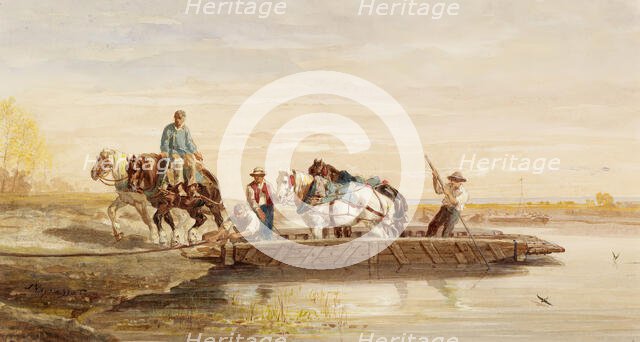 Ferry Horses, c1864. Creator: Jules Jacques Veyrassat.