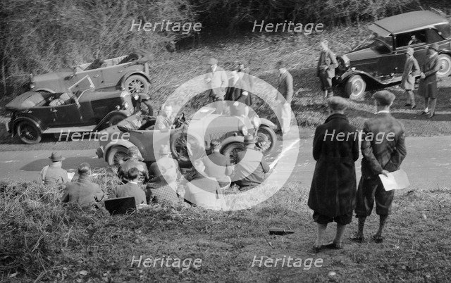 Bugatti Type 40 Grand Sport of GM Giles competing in the JCC Half-Day Trial, 1930. Artist: Bill Brunell.