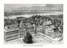 Town Hall and River Schelde, Antwerp, Belgium, 1879. Artist: Taylor
