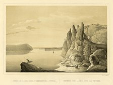 Cliffs (the Pillars) Above the Lena River near the City of Olekminsk, 1856. Creator: Ivan Dem'ianovich Bulychev.