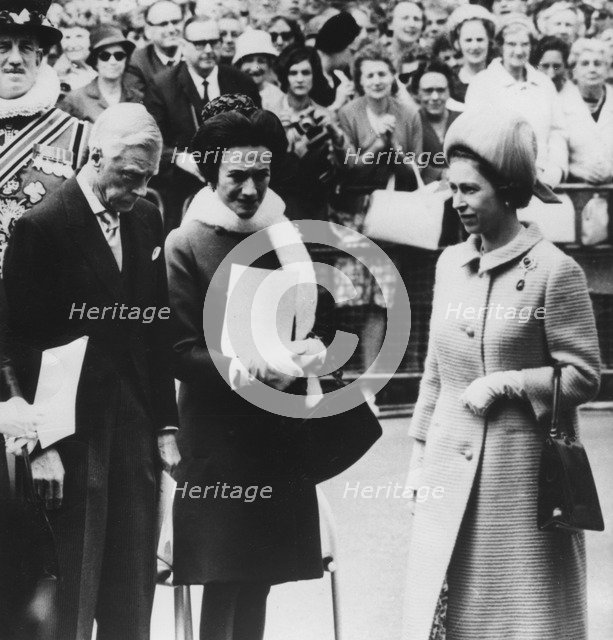 The Queen unveils a memorial plaque to Queen Mary, Marlborough House, London, 1967. Artist: Unknown