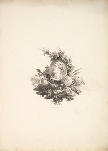 Vignette with the Head of Bacchus on a Cornelian, Tome I, Page 242, from Description de..., 1778-80. Creator: Augustin de Saint-Aubin.