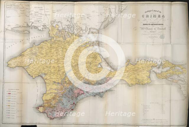 Geological map of the Crimea, 1853. Creator: Unknown.