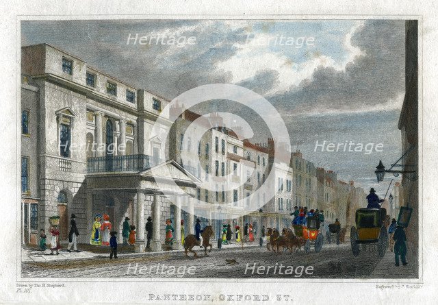 Pantheon, Oxford Street, London, early 19th century.Artist: J Hinchcliff