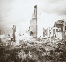 Ruined church, Chauny, northern France, c1914-c1918. Artist: Unknown.