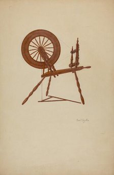 Shaker Spinning Wheel Flax, c. 1941. Creator: George V. Vezolles.