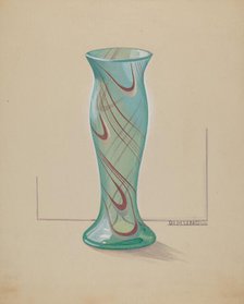 Vase (Green with Red Swirl), c. 1937. Creator: Elizabeth Dimling.