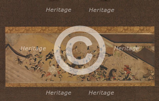 Scene from "Imperial Visit to Rokuhara" from The Tale of the Heiji Rebellion..., 18th century. Creator: Unknown.