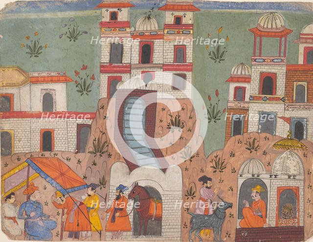 A Raja Receives Homage Outside the City..., from a Dispersed Manuscript, last quarter of 17th cent. Creator: Unknown.