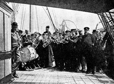 Loss of the North German Lloyd steam-ship "Elbe": captain...of the "Elbe" at a concert on deck, 1895 Creator: Paul Lange.