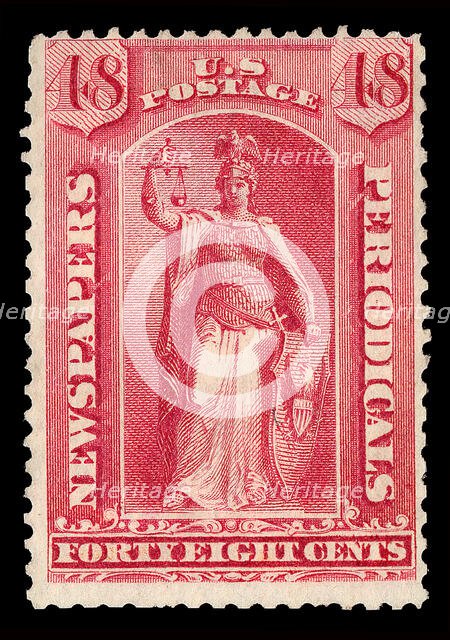 48c Justice Newspapers and Periodicals imprint single, 1875. Creator: Unknown.