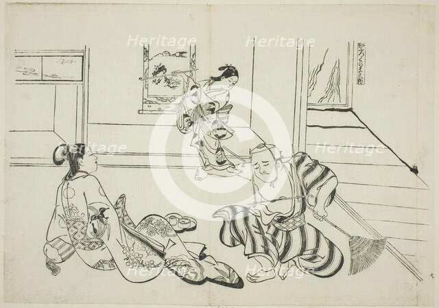 Child Attendant and Bald Tengu of Mt. Kurama (Kaburo Kurama Tengu), no. 7 from a..., c. 1716/35. Creator: Okumura Masanobu.