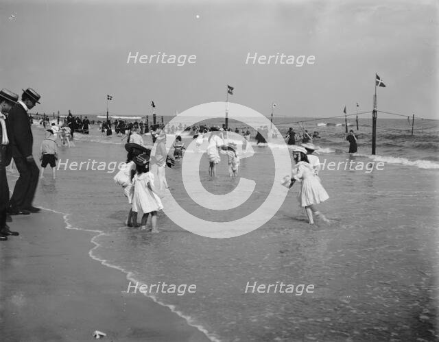 On the beach at Rockaway, N.Y., between 1900 and 1906. Creator: Unknown.