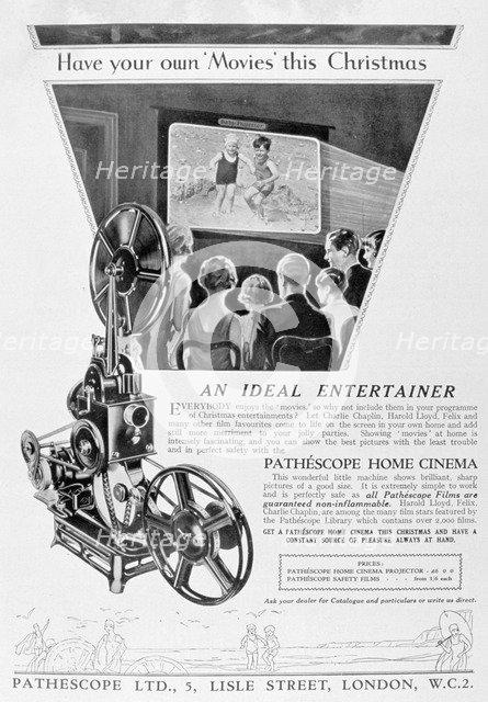Advert for the Pathescope Home Cinema, 1928. Artist: Unknown