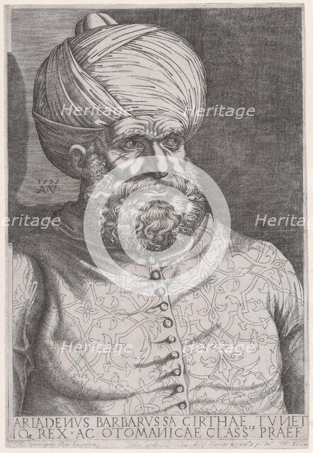 Portrait of Barbarossa, 1535. Creator: Agostino Veneziano.