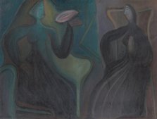 Seated women, 1920-1930. Creator: Karol Polónyi.