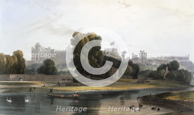 Windsor Castle from the River Thames at Eton, c1827-30. Creator: William Daniell (1769-1837).