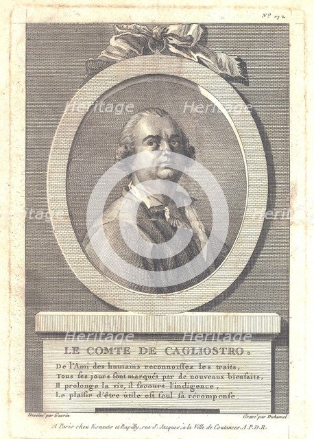 Count Alessandro di Cagliostro (1743-1795), 1781. Artist: Duhamel du Monceau, Henri-Louis (1700-1782)