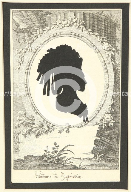 Silhouette portrait of Natalia Kirillovna Zagryazyskaya née Razumovskaya (1747-1837), 1777-1782. Artist: Anonymous  