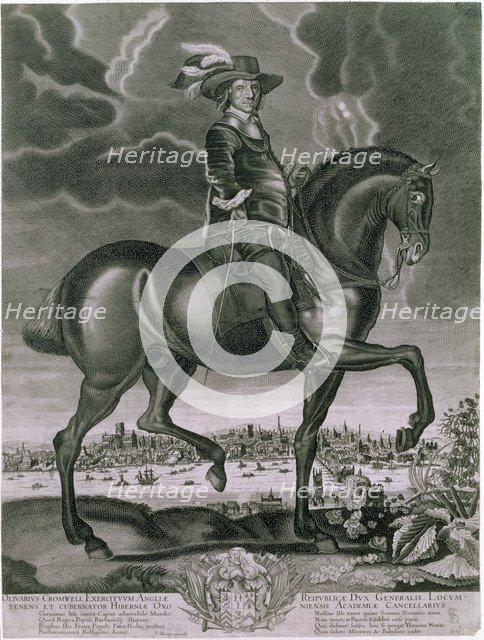 Equestrian portrait of Oliver Cromwell, c1655. Creator: Albert Haelwegh.