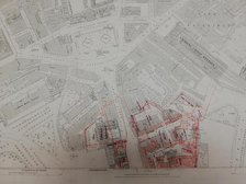 Plan of buildings in Whitehall, Westminster, London, 1874.  Creator: Tom Higgs.