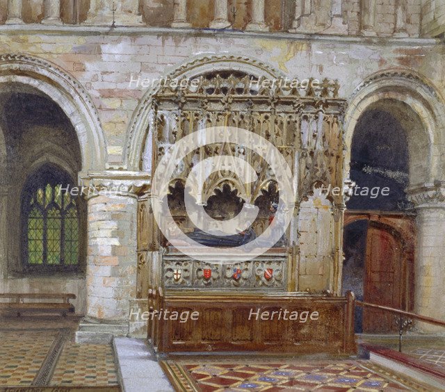 Rahere's tomb, St Bartholomew's Priory, City of London, 1880. Artist: John Crowther