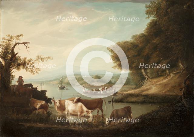 A Calm Watering Place--Extensive and Boundless Scene with Cattle, 1816. Creator: Alvan Fisher (American, 1792-1863).
