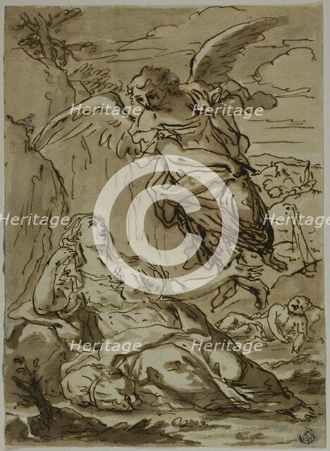 Angel Appearing to Hagar in the Wilderness, n.d. Creator: Pietro Gualla.