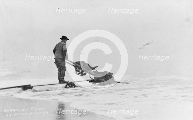 Mining on beach, between c1900 and c1930. Creator: Unknown.
