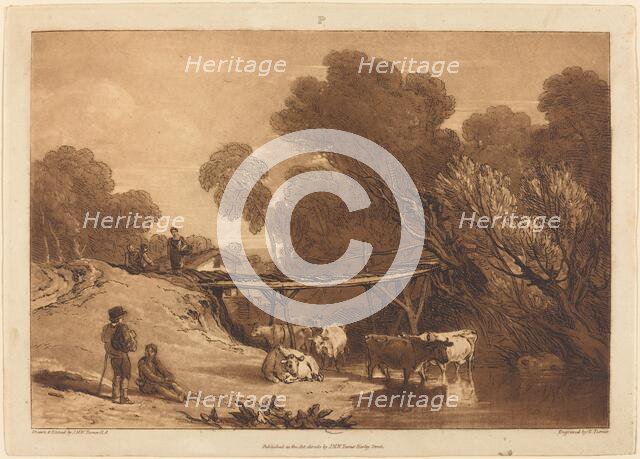Bridge and Cows, published 1807. Creator: JMW Turner.