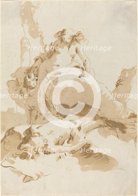 Venus and Cupid Discovering the Body of Adonis, c. 1740. Creator: Giovanni Battista Tiepolo.