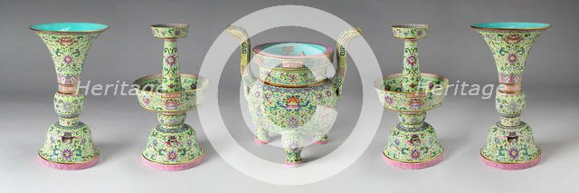 Altar set, Qing dynasty (1644-1911), Jiaqing reign mark and period. Creator: Unknown.