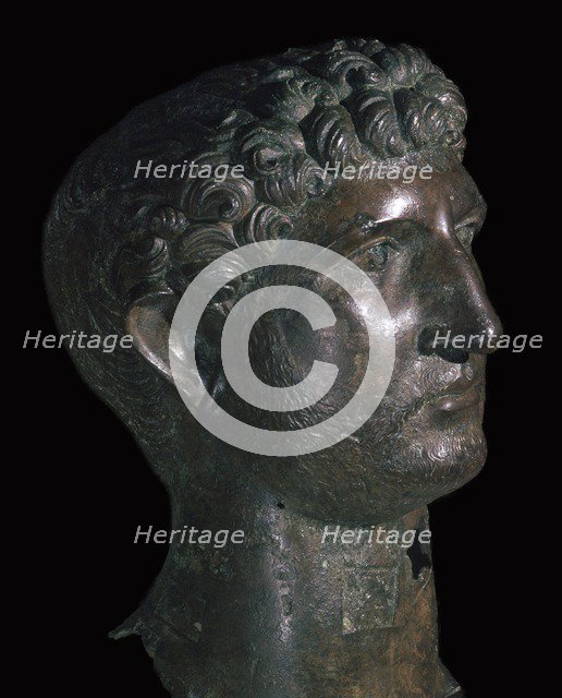 Bronze head of Hadrian, 1st century. Artist: Unknown