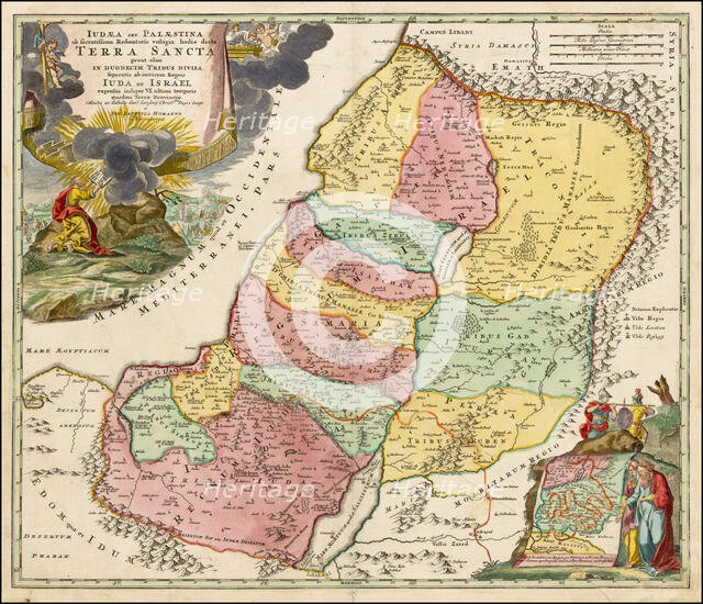 Map of the Holy Land Divided into the Twelve Tribes of Israel , c. 1710. Creator: Homann, Johann Baptist (1663-1724).