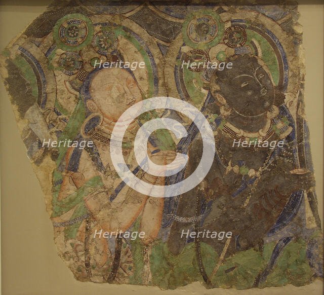 Two Adoring Bodhisattvas, 4th-6th century. Creator: Unknown.