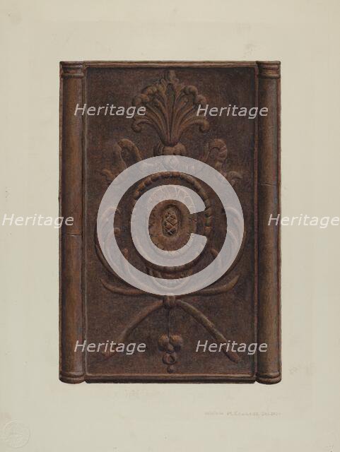 Pa. German Stove and Plate, c. 1939. Creator: William H Edwards.