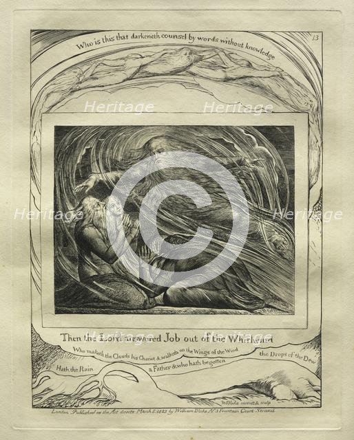 The Book of Job: Pl. 13, Then the Lord answered Job out of the Whirlwind, 1825. Creator: William Blake (British, 1757-1827).