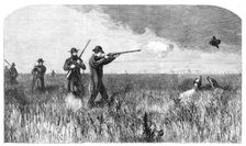 His Royal Highness the Prince of Wales shooting on the prairies of the far west, 1860. Creator: Harrison Weir.