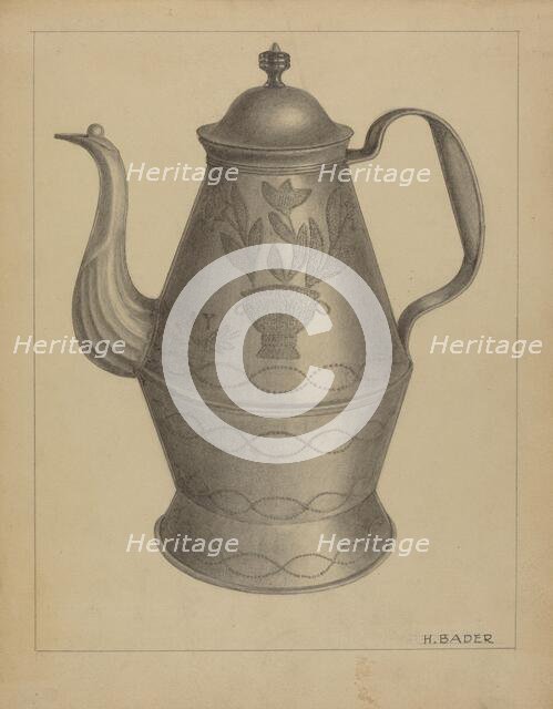 Pa. German Coffee Pot, c. 1936. Creator: Herman Bader.