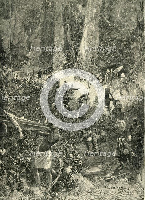 'The Ashanti War of 1900: A Fight in the Forest', c1900. Creator: Marguerite Jacob.