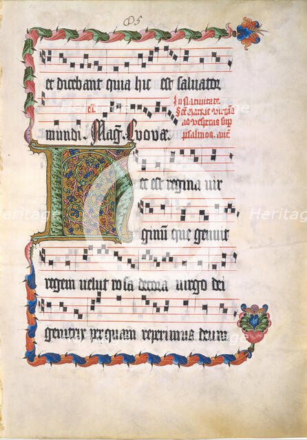 Manuscript Leaf with Initial H, from an Antiphonary, German, second quarter 15th century. Creator: Unknown.