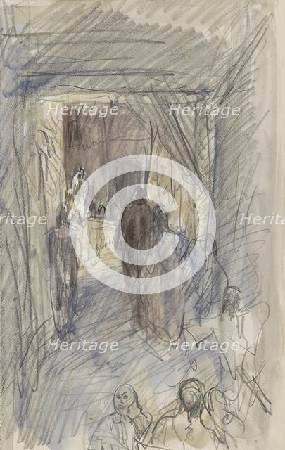 Covered street with figures, 1923. Creator: Marius Bauer.